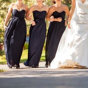 Navy Sweetheart Strapless Chiffon evening gown
